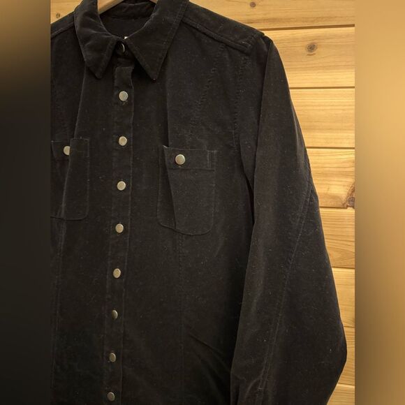 Vintage Eddie Bauer Size Large Crushed Velvet Long Sleeve Collared Mini Dress - Picture 5 of 10